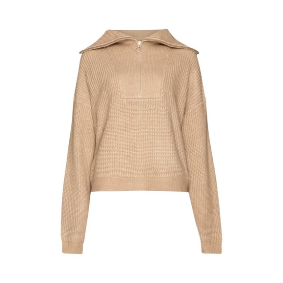 SAMSOE SAMSOE Cashmere Blend Knit Half Zip Tan Sz XXS (Oversized) - Picture 8 of 8